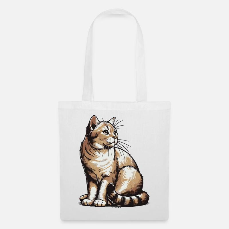 Katze - Stoffbeutel - Weiß