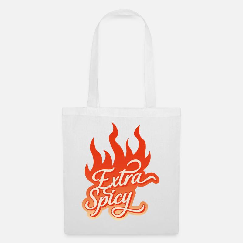 Extra Spicy – Feurige Typografie - Stoffbeutel - Weiß