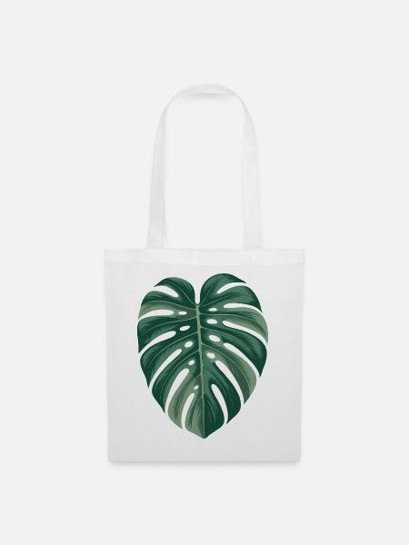 Tropische Monstera-Blatt-Illustration - Stoffbeutel - Weiß