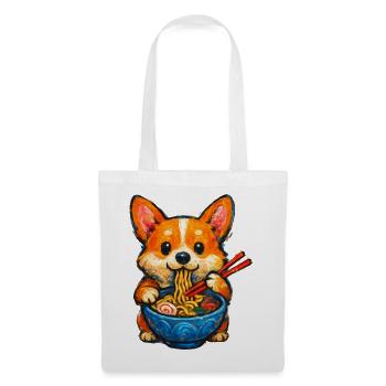 Corgi mange des nouilles ramen - Sac en tissu - blanc - Devant