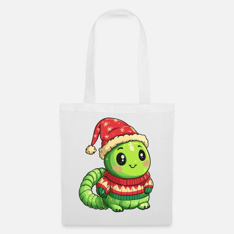 Wurm Weihnachten - Stoffbeutel - Weiß
