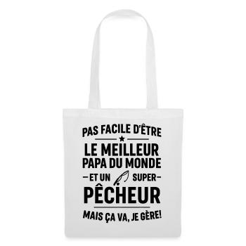 Pêche – Super Papa Pêcheur - Sac en tissu - blanc - Devant