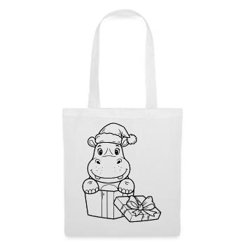 Christmas hippopotamus with gifts - Tote Bag - white - Front