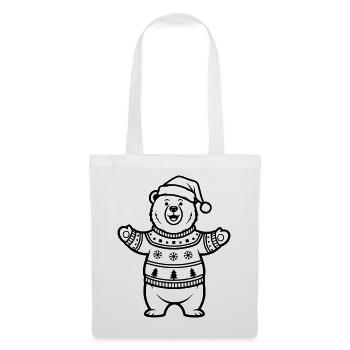 Cute Christmas Bear Line Art - Tote Bag - white - Front