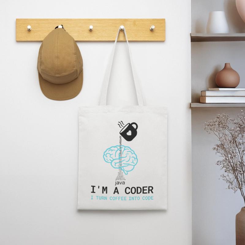 T-shirt Coder : Du café dans le code – Nerdy Programmie Sac en tissu