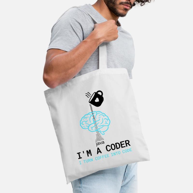 Coder T-Shirt: Coffee into Code – Nerdy Programmie Tote Bag