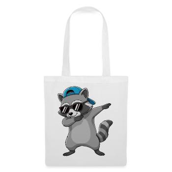 Cool Dabbing Raccoon Sonnenbrillen-Cartoon-Kunst - Stoffbeutel - Weiß - Vorne