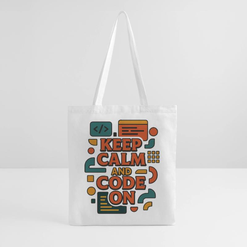 Keep Calm and Code On – Funny Coder Shirt Tote Bag