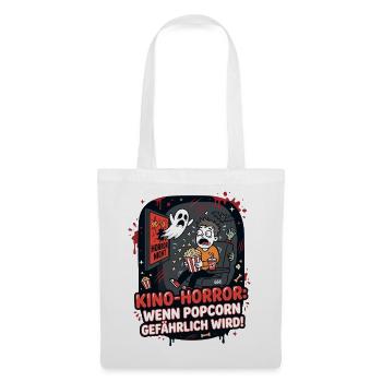 Kino Horror Popcorn Gefahr Lustig - Stoffbeutel - Weiß - Vorne