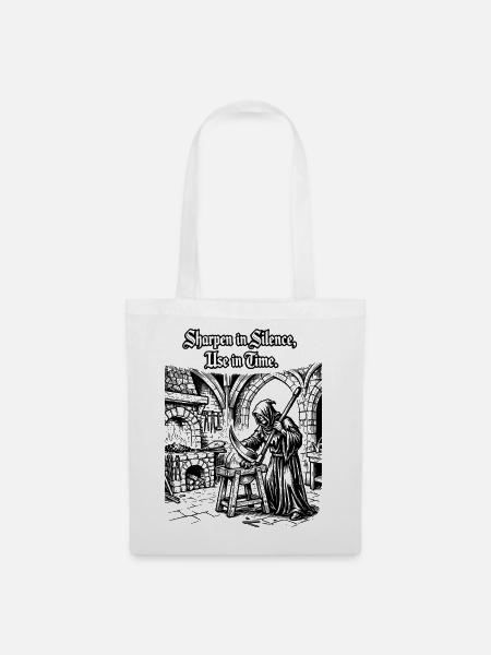 Reaper T-Shirt Dark Art Death Scythe Design Tee - Stoffbeutel - Weiß