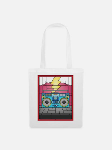 Buntglas-Boombox-Illustration - Stoffbeutel - Weiß