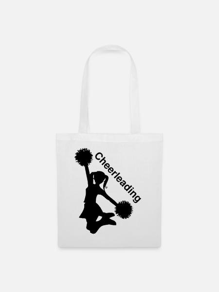 Cheerleading Silhouette mit Pompons - Stoffbeutel - Weiß