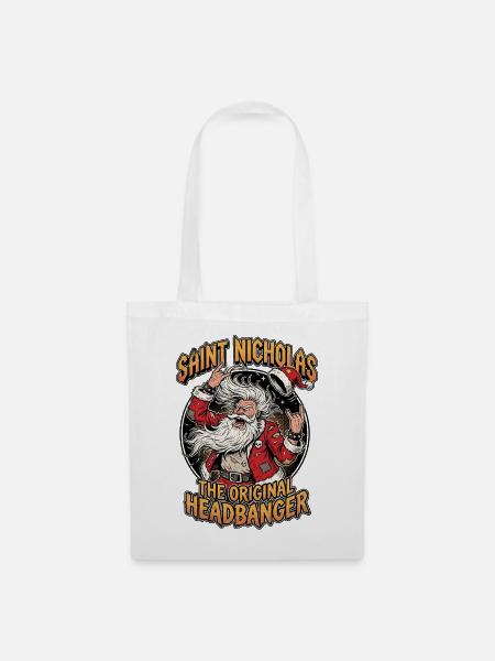 Heavy Metal Weihnachtsmann - Stoffbeutel - Weiß