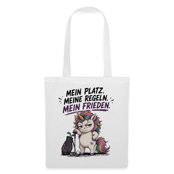 Mein Platz Meine Regeln Mein Frieden Einhorn Golf - Stoffbeutel - Weiß - Vorne