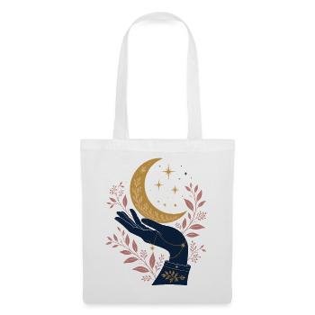 Mystical Hand with Moon – Celestial Gothic Design - Tote Bag - white - Front
