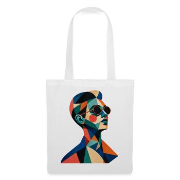 Portrait rétro – Couleurs géométriques - Sac en tissu - blanc - Devant