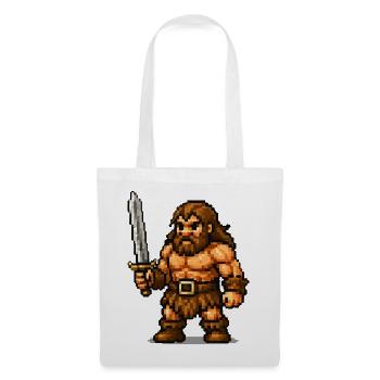 Pixel Barbar mit Schwert - Stoffbeutel - Weiß - Vorne