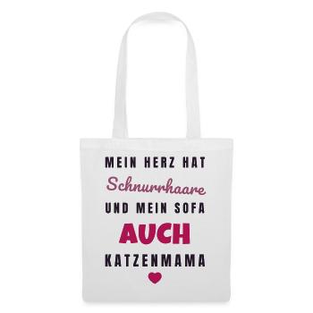 Katzenmama Mein Herz hat Schnurrhaare - Katze - Stoffbeutel - Weiß - Vorne