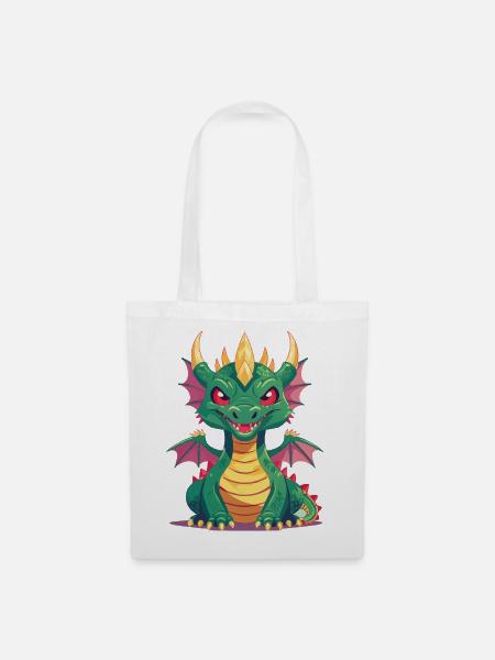 Grimmiger kleiner Drache Feuer Vektor Design - Stoffbeutel - Weiß