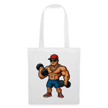 Bodybuilder Cartoon Muskelheld - Stoffbeutel - Weiß - Vorne