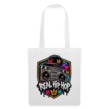 Real Hip Hop Boombox Krone Design - Stoffbeutel - Weiß - Vorne
