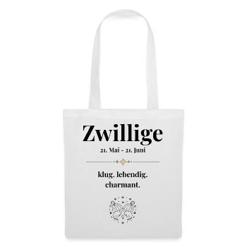 Zwillinge Sternzeichen Eigenschaften - Stoffbeutel - Weiß - Vorne