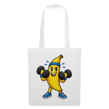 Kraftbanana Workout Cartoon - Stoffbeutel - Weiß - Vorne