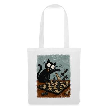  Katzen Schachspieler Schachspiel Schachbrett - Stoffbeutel - Weiß - Vorne