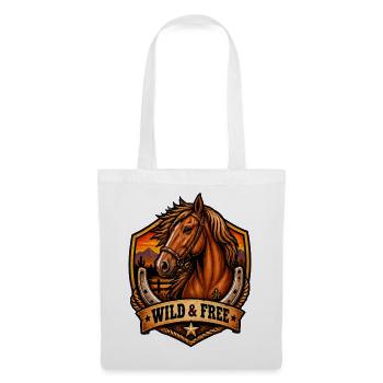 Wild & Free Pferde Shield Motiv - Stoffbeutel - Weiß - Vorne