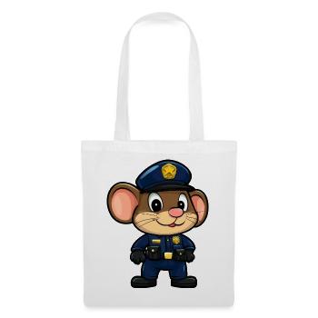 Mäuse Polizei / Polizistin Maus - Stoffbeutel - Weiß - Vorne