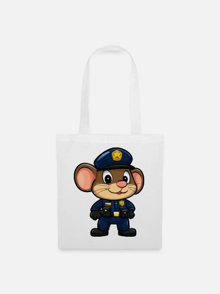 Mäuse Polizei / Polizistin Maus - Stoffbeutel - Weiß