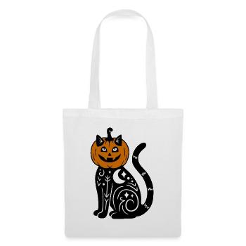 Halloween Katze Kürbiskostüm - Stoffbeutel - Weiß - Vorne