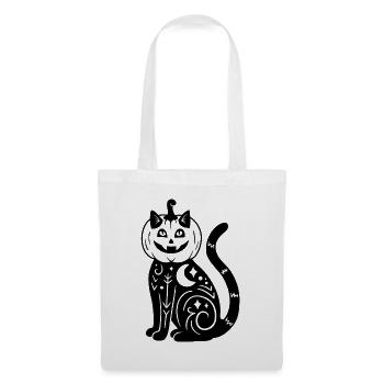 Halloween Katze Kürbiskostüm - Schwarz - Stoffbeutel - Weiß - Vorne