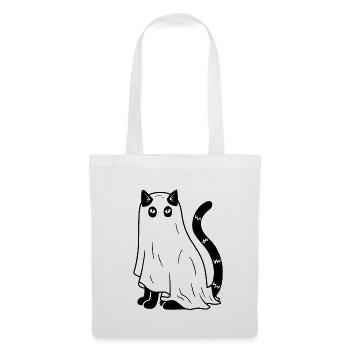 Halloween Katze Gespenst - Schwarz - Stoffbeutel - Weiß - Vorne