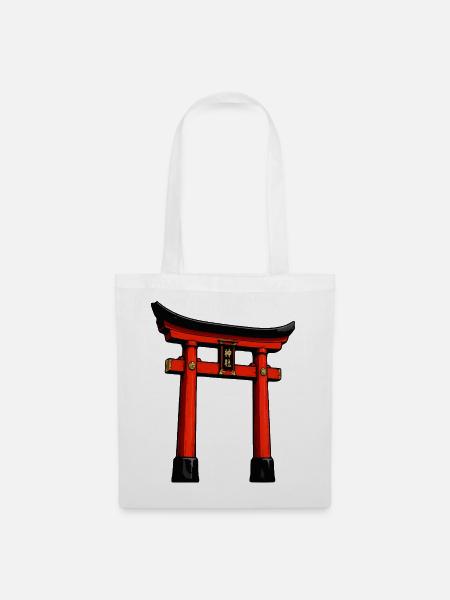 Roter Torii Türbogen Kunst - Stoffbeutel - Weiß