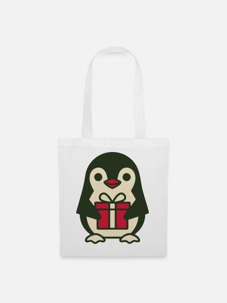 Pinguin Rotes Geschenk Icon - Stoffbeutel - Weiß