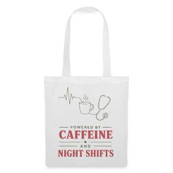 Kaffee und Nachtschicht Motiv - Stoffbeutel - Weiß - Vorne