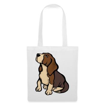 Beagle-Porträt in warmen Tönen - Stoffbeutel - Weiß - Vorne