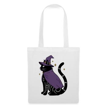 Magische Halloween Katze als Hexe - Bunt - Stoffbeutel - Weiß - Vorne