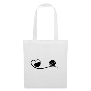 Cœur et Basketball - (2) - Sac en tissu - blanc - Devant