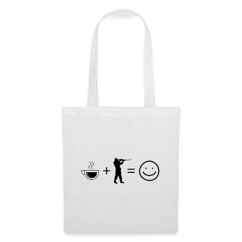 Café, sourire, visage et chasse 1 - - Sac en tissu - blanc - Devant