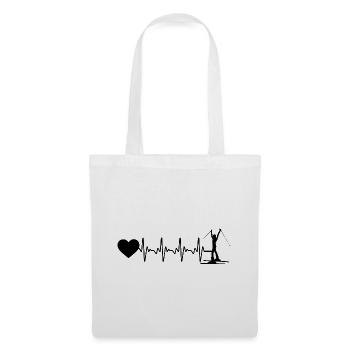 Heartbeat heart and skiing - - Tote Bag - white - Front