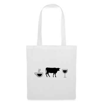 Vin de café et vache - - Sac en tissu - blanc - Devant