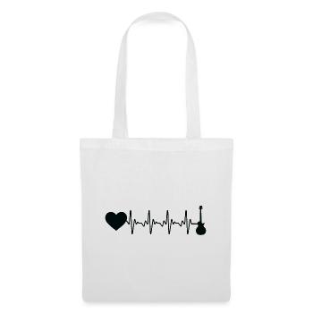 Herz Heartbeat Gitarre - Gu - Stoffbeutel - Weiß - Vorne