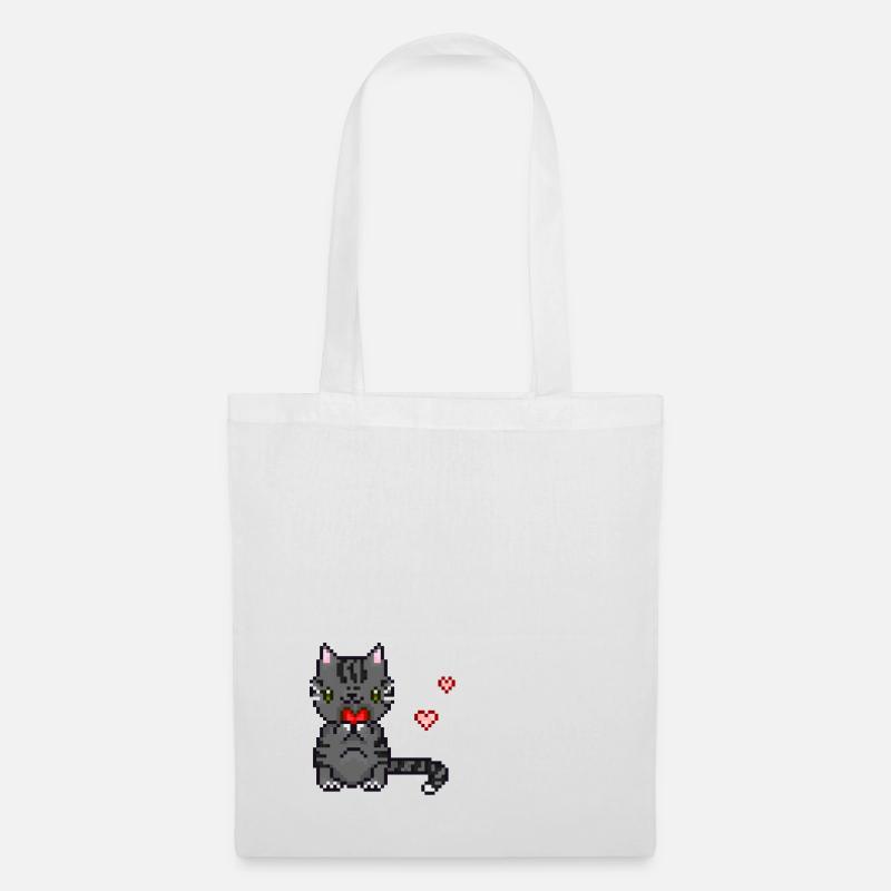 Katze mit Herz - Stoffbeutel - Weiß