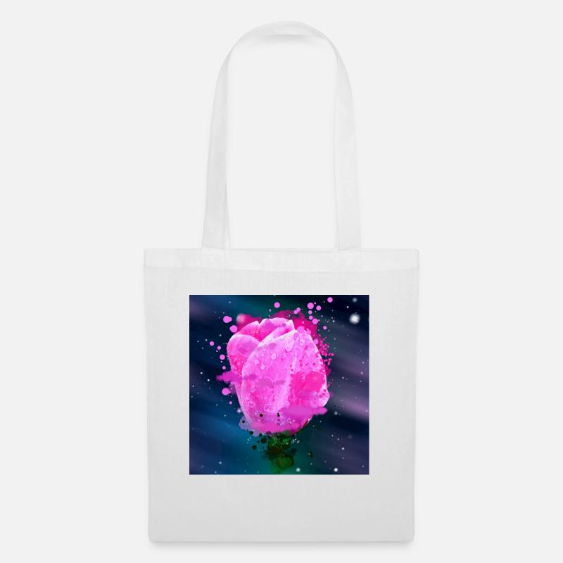 Rosa Tulpen blüten Aquarell Kunst - Stoffbeutel - Weiß