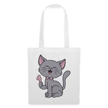 4 ans fille drôle chat 4ème anniversaire - Sac en tissu - blanc - Devant
