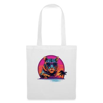 Synthwave Tiger Sunset - Stoffbeutel - Weiß - Vorne