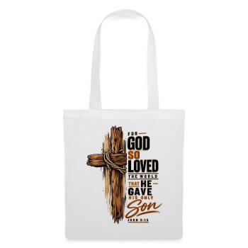 Johannes 3,16 Kreuz Jesus Liebe Christliches Shirt - Stoffbeutel - Weiß - Vorne