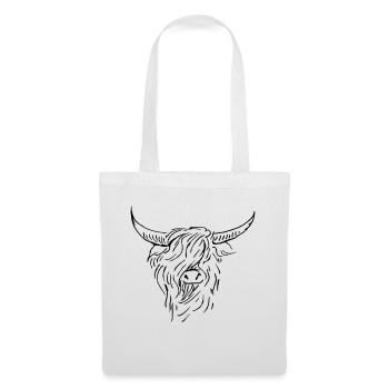 dessin au trait blanc noir highlander écossais - Sac en tissu - blanc - Devant
